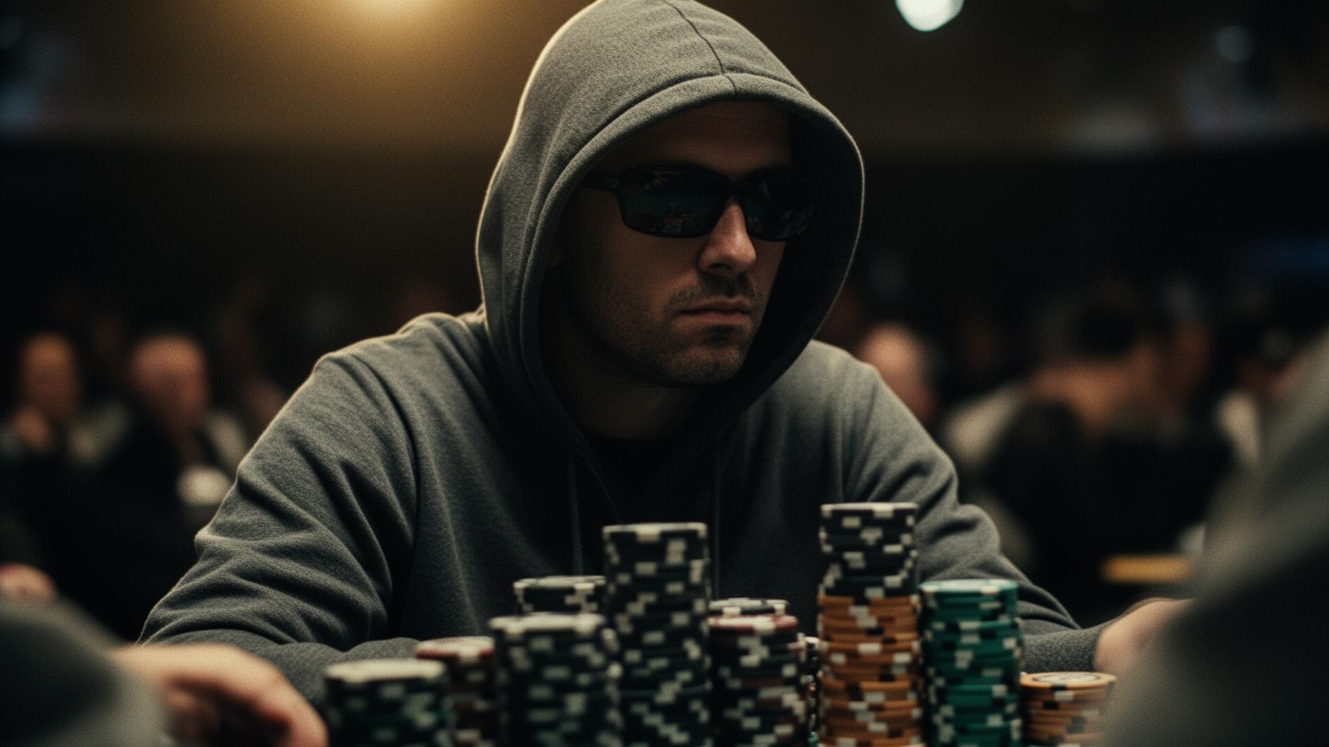 Professional poker player at a tournament final table